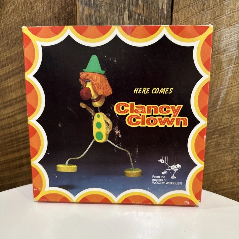 Vintage 1970 Here Comes Clancy Clown Marionette From The Makers Of Woody Wobbler